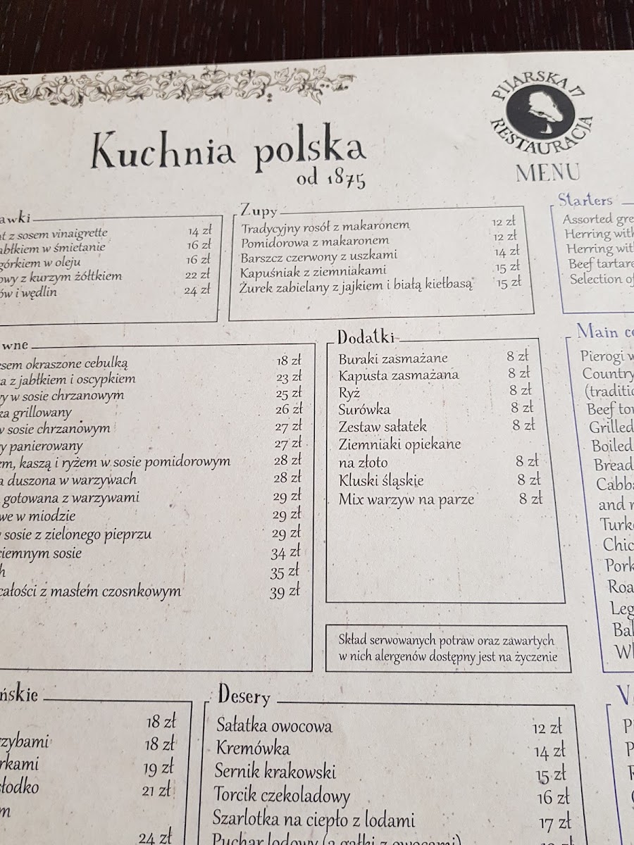 Menu Pijarska 17 Restaurant-8